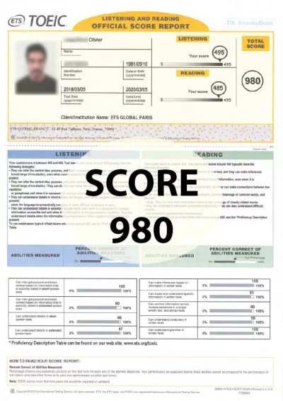 Preparare e passare il TOEIC: punteggio 980 punti. Toeic First Parigi, Marsiglia, Lione, Tolosa, Lille, Nizza...
